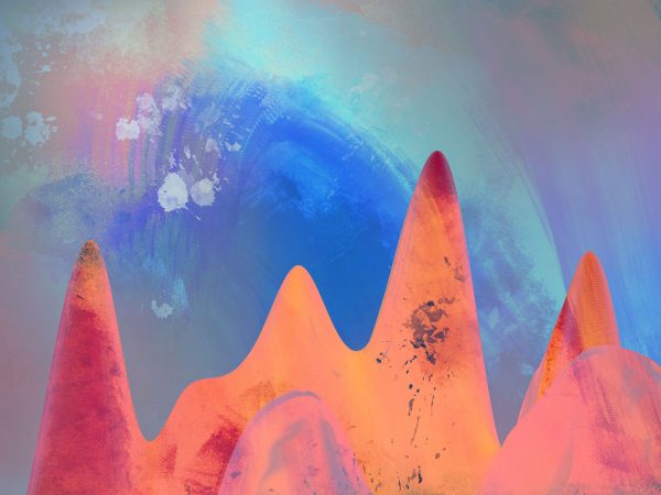 A dynamic abstract painting featuring vibrant colors and flowing shapes creating a sense of motion. IA Générative 4K