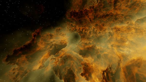 A mesmerizing view of a colorful nebula with stars in deep space. Espace 4K