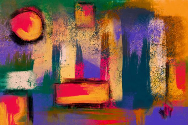 A striking abstract painting with vivid colors and dynamic brush strokes, exuding creativity and energy. Abstrait 4K