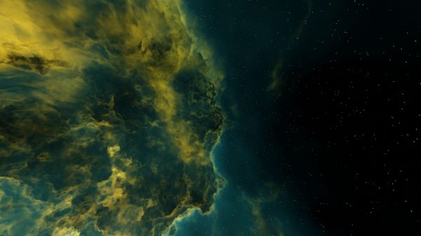 A vibrant cosmic nebula with stars scattered across the night sky, depicting the universe's vast beauty. Espace 4K
