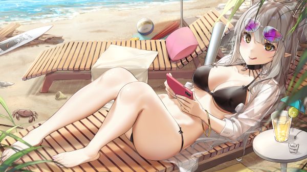 Anime, anime girls, beach Anime 4K