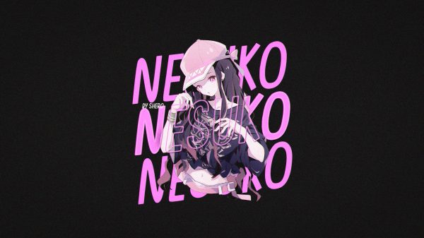 Anime girls, black background, simple background Manga 4K
