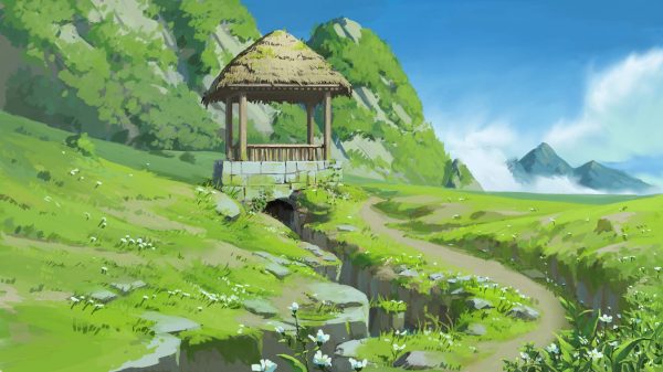 Anime, landscape, clouds Anime 4K
