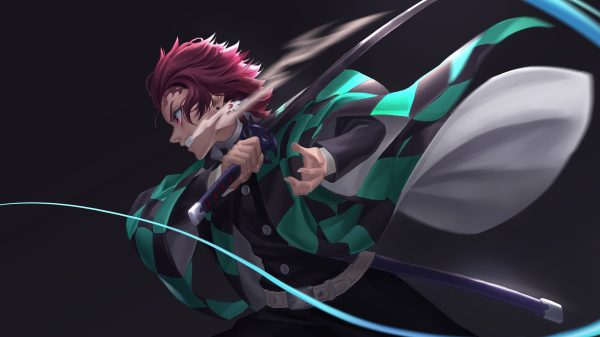 Anime, sword, Kamado Tanjiro Anime Boys 4K