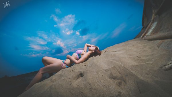 Bikini, swimwear, lying on back Women 4K