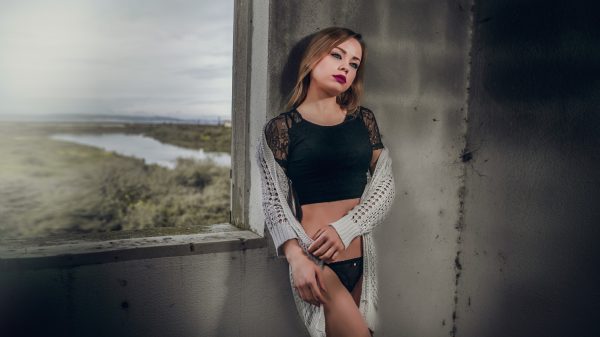 Women, black panties, portrait Women 4K