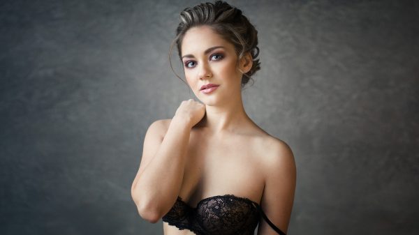 Women, portrait, black bras Women 4K