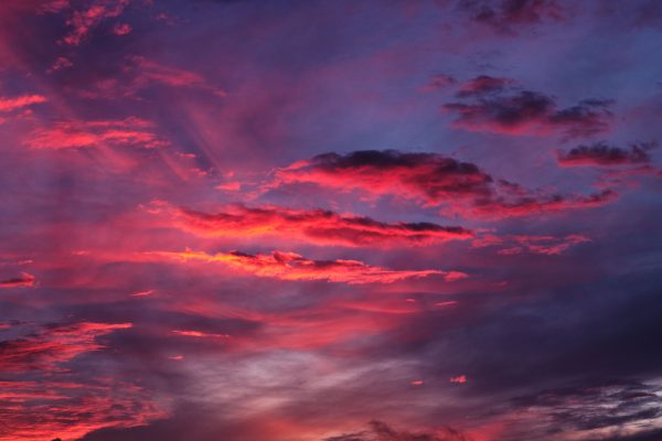 Breathtaking sunset sky with vivid red and purple hues over Penrith, England. Nature 4K