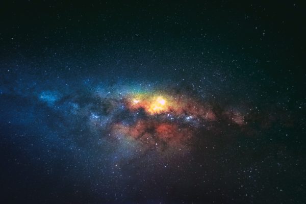 Breathtaking view of milky way on starry sky with bright glowing lights in dark space against black background in universe Espace 4K