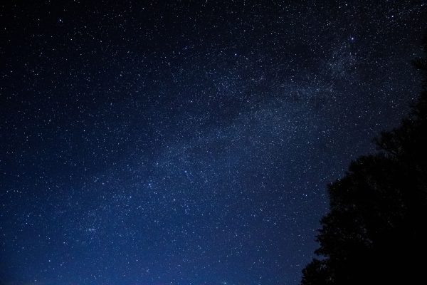 Captivating starry night sky with visible Milky Way and dense star clusters. Espace 4K