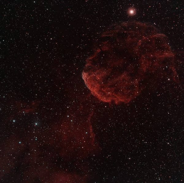 Capture of the Jellyfish Nebula amidst a star-filled sky from São Pedro de Alcântara, Brazil. Espace 4K