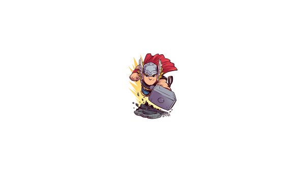 Chibi, minimalism, Marvel Comics Geek 4K