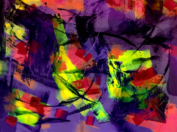 Colorful abstract expressionist artwork using bold neon tones. Abstrait 4K