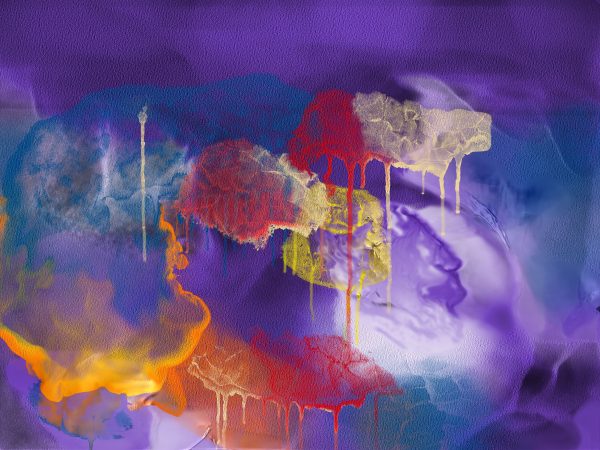 Colorful abstract painting with vibrant drips on a textured background. IA Générative 4K