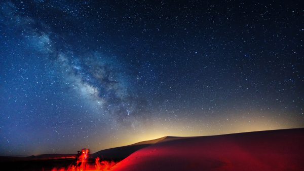 Landscape, sky, starry night Geek 4K