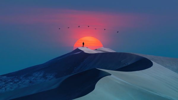 Desert, landscape, sunset Geek 4K