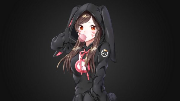 D.Va (Overwatch), simple background, hoods Simple Background 4K