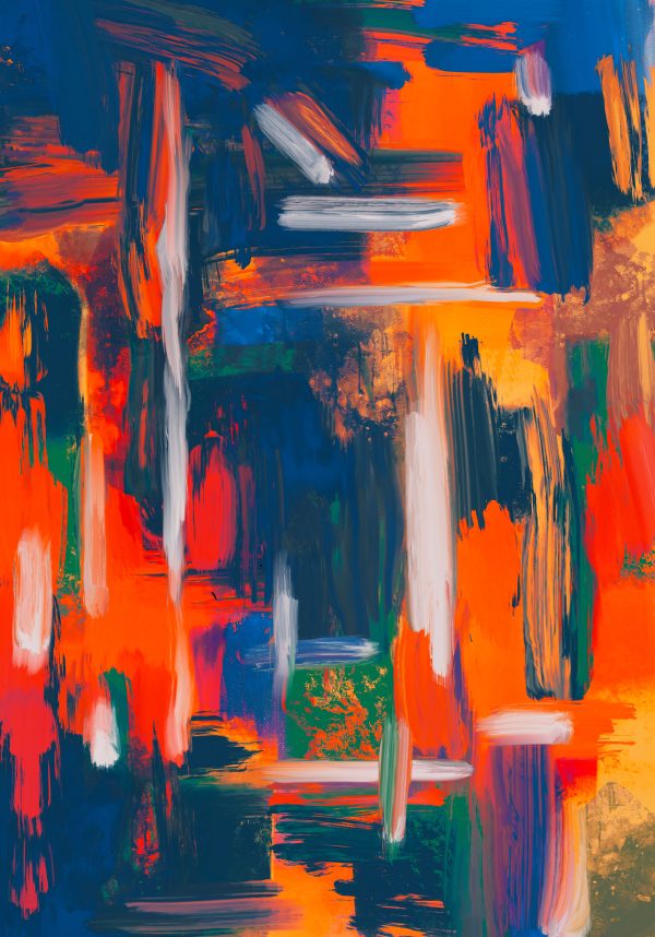 Dynamic abstract acrylic artwork with vivid colors and expressive brushstrokes. Mobile 4K