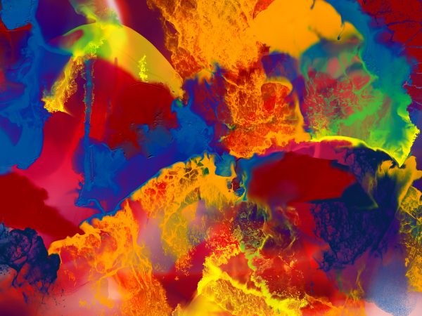 Dynamic abstract artwork with vivid colors and expressive textures, perfect for modern decor. IA Générative 4K