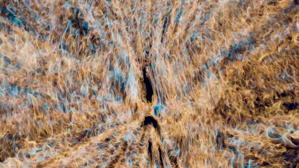 Dynamic abstract image with fiery swirling patterns in rich colors. Abstrait 4K