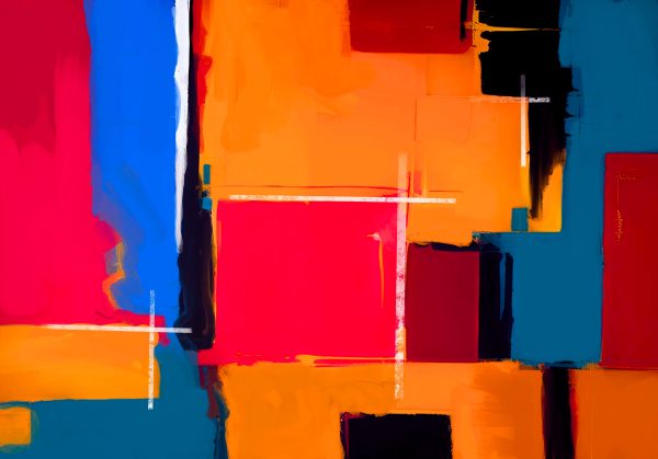 Dynamic geometric abstract art featuring vibrant colors and bold patterns. Abstrait 4K