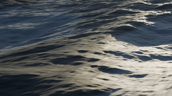 Gentle waves ripple across the ocean surface, reflecting the warm glow of sunset. Nature 4K