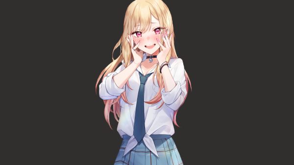 Kitagawa Marin, simple background, black background