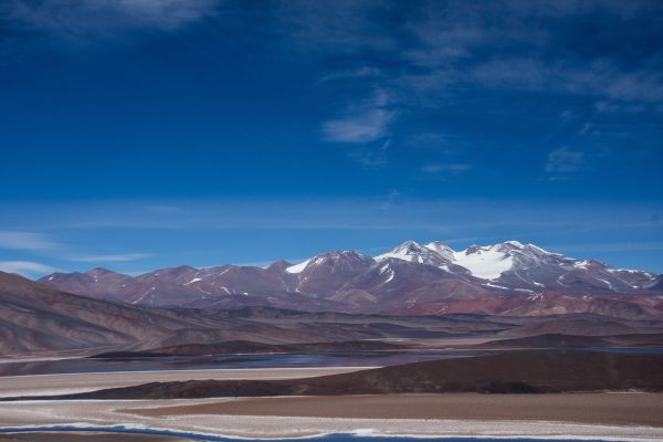Majestic view of the Andes mountains under a clear blue sky in Catamarca, Argentina. Nature 4K