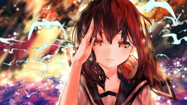 Manga, anime girls, birds Anime Girls 4K
