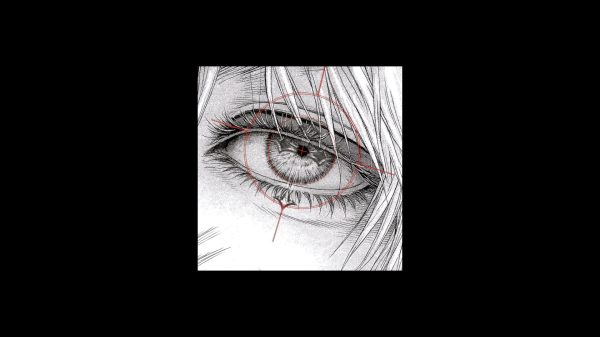 Eyes, black background, simple background Anime Girls 4K