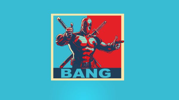 Marvel Comics, Deadpool, cyan background Geek 4K