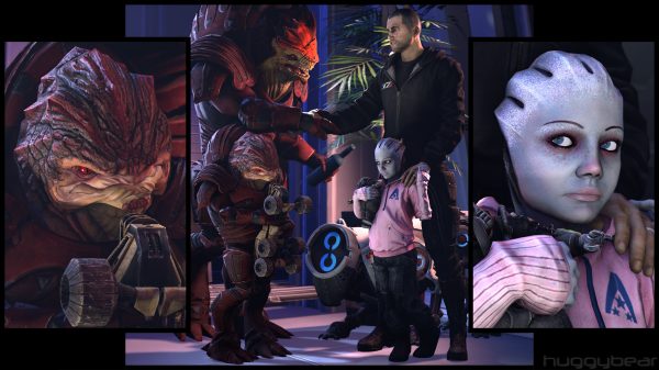 Collage, Mass Effect, CGI Video Game Characters 4K