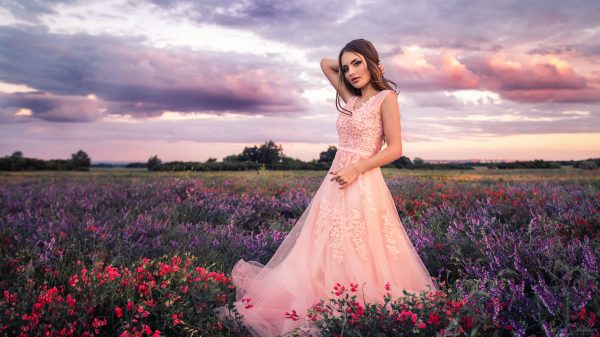 Sergey Shatskov, flowers, dress Charme 4K