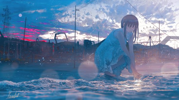 Moescape, original characters, ferris wheel Anime 4K