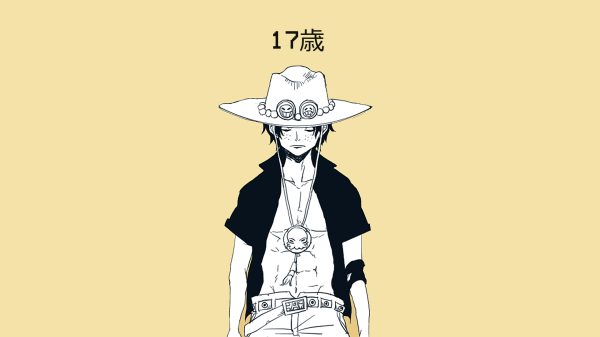 One Piece, simple background, Portgas D. Ace One Piece 4K