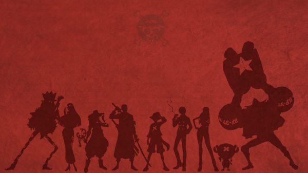 One Piece, anime, red background Simple Background 4K