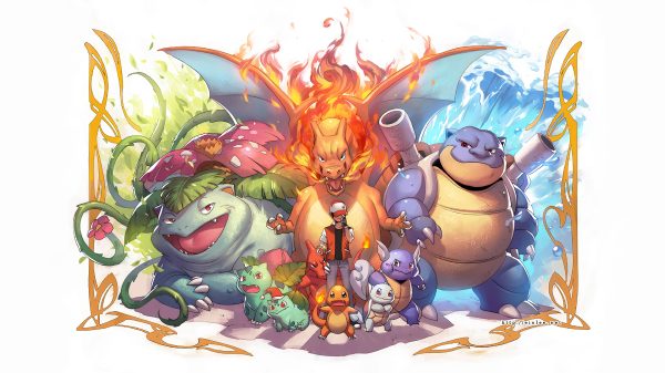 Pokémon, Blastoise, Charizard (Pokemon) Manga 4K
