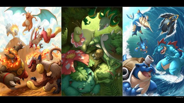 Pokémon, starters, Pokémon Third Generation Manga 4K