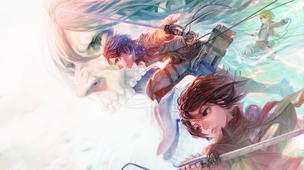 Shingeki no Kyojin, Mikasa Ackerman, Eren Jeager Manga 4K