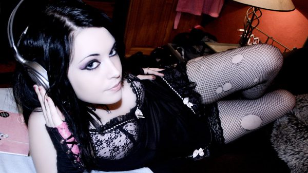 Gothic, headphones, women Women 4K