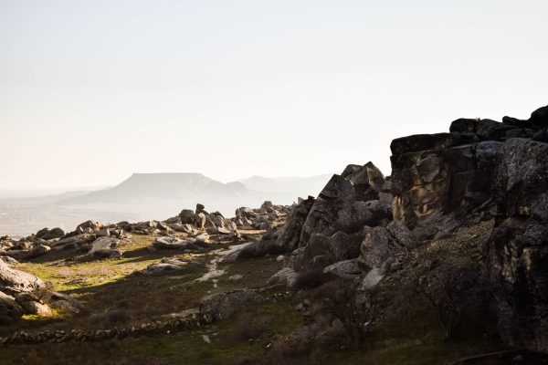 Stunning landscape view of rock formations and mountains in Azerbaijan. Nature 4K