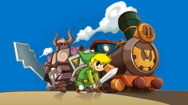 The Legend of Zelda: Spirit Tracks, Link, train Simple Background 4K