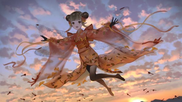 Anime, anime girls, Makkuro Anime Girls 4K