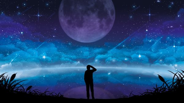 Illustration, stars, sky Manga 4K