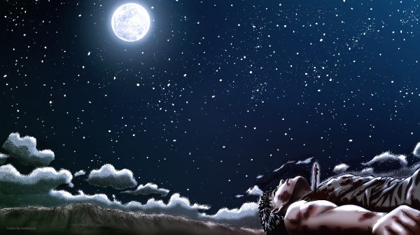 Berserk, night sky, Moon Manga 4K