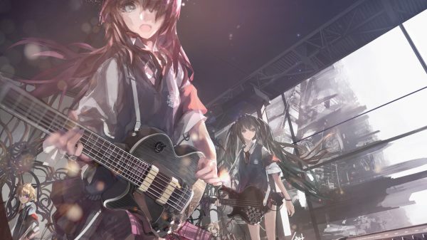Manga, anime girls, guitar Anime Girls 4K