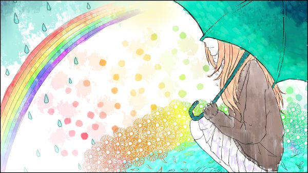 Umbrella, illustration, colorful Manga 4K