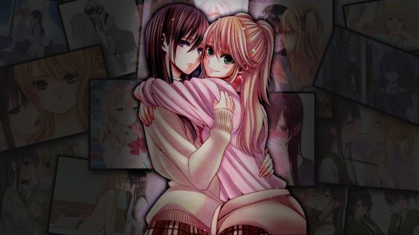 Anime girls, anime, hugging Anime Girls 4K